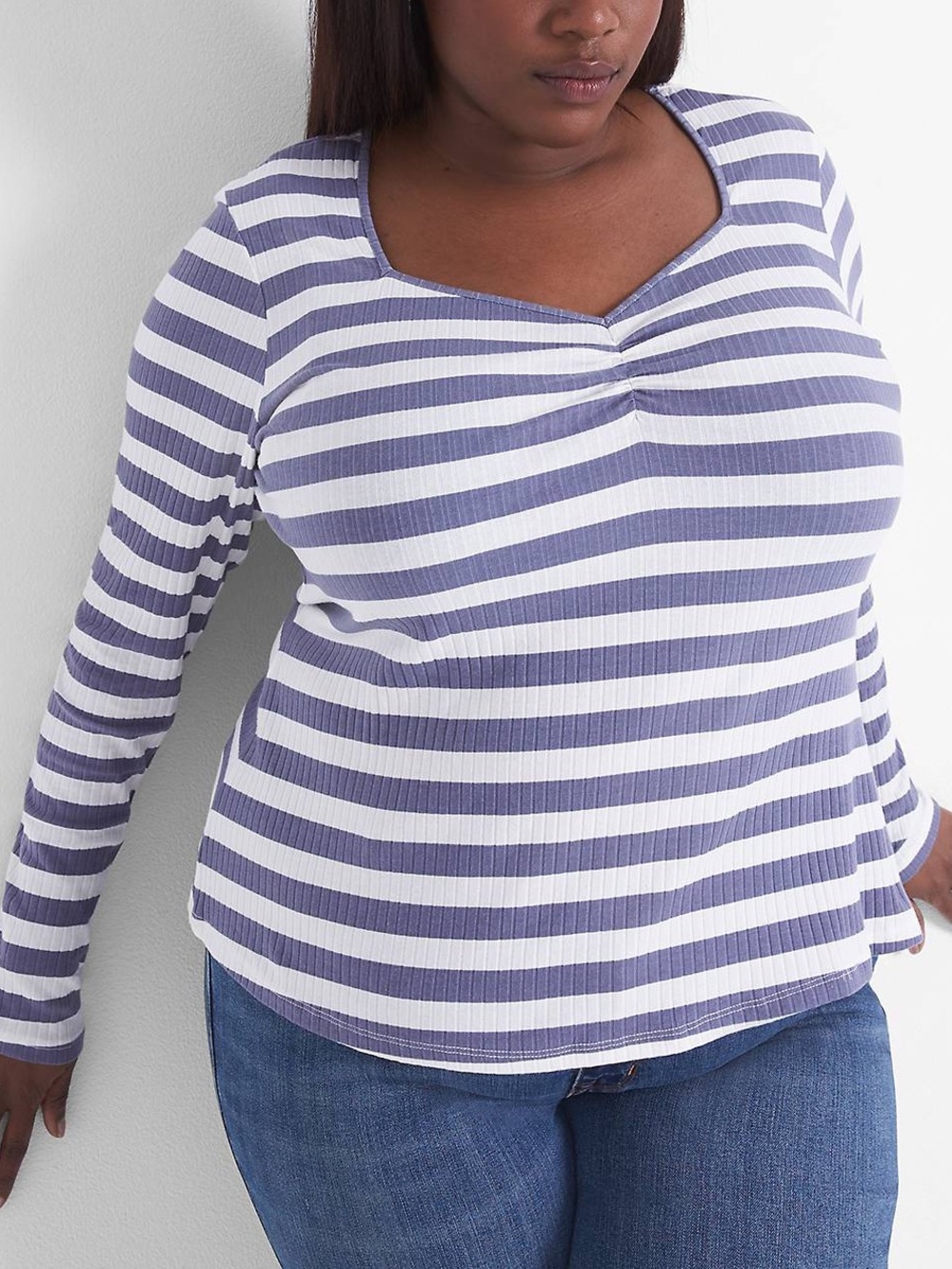 Classic Sweetheart-Neck Ribbed Tee 14/16